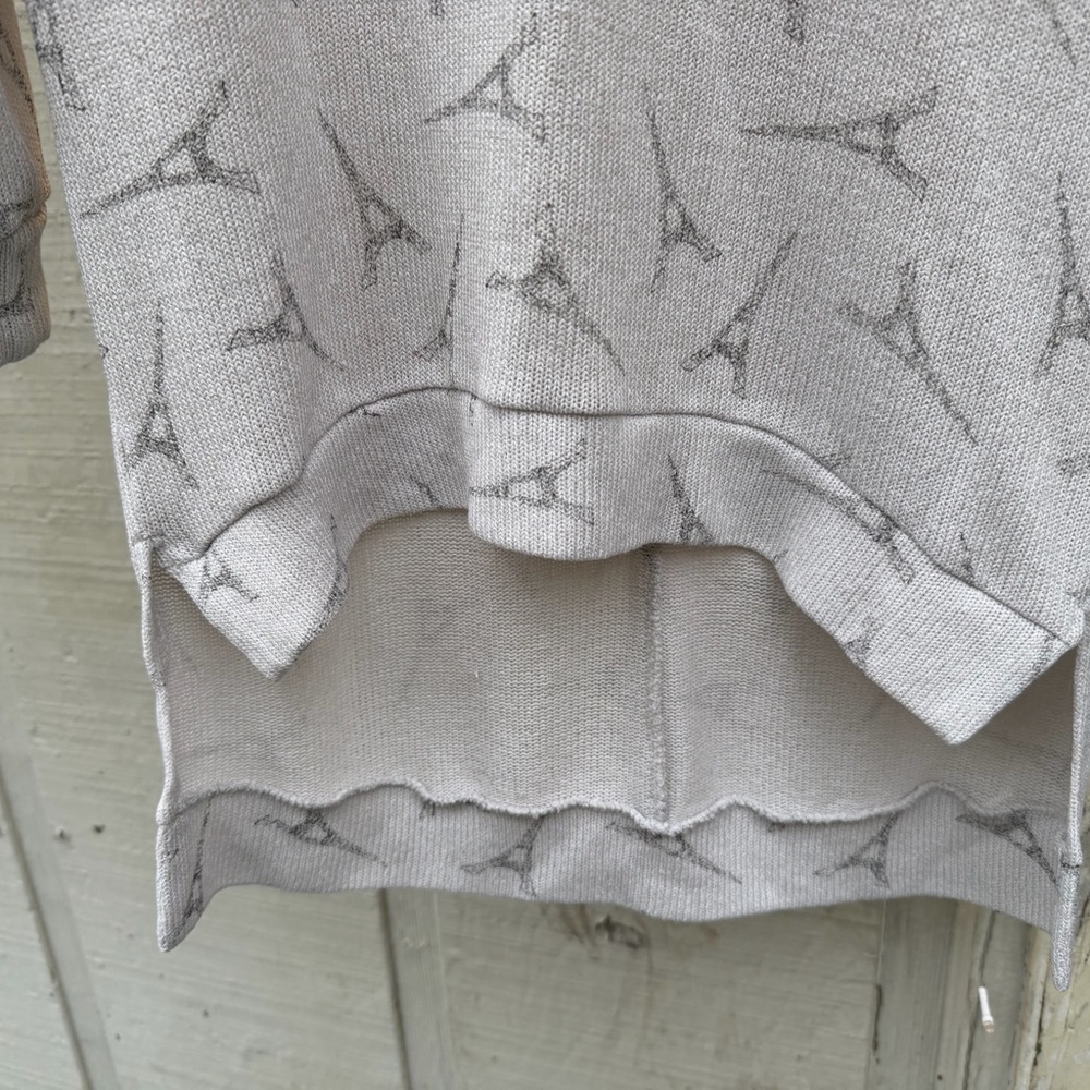 Rebellious One White Knit Hi-Lo Eiffel Tower Sweater 3/4 sleeve size medium - Picture 3 of 6